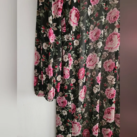 Wearever Women's Long Black Floral Bathing Suit Cover Up Size XL - Picture 7 of 7